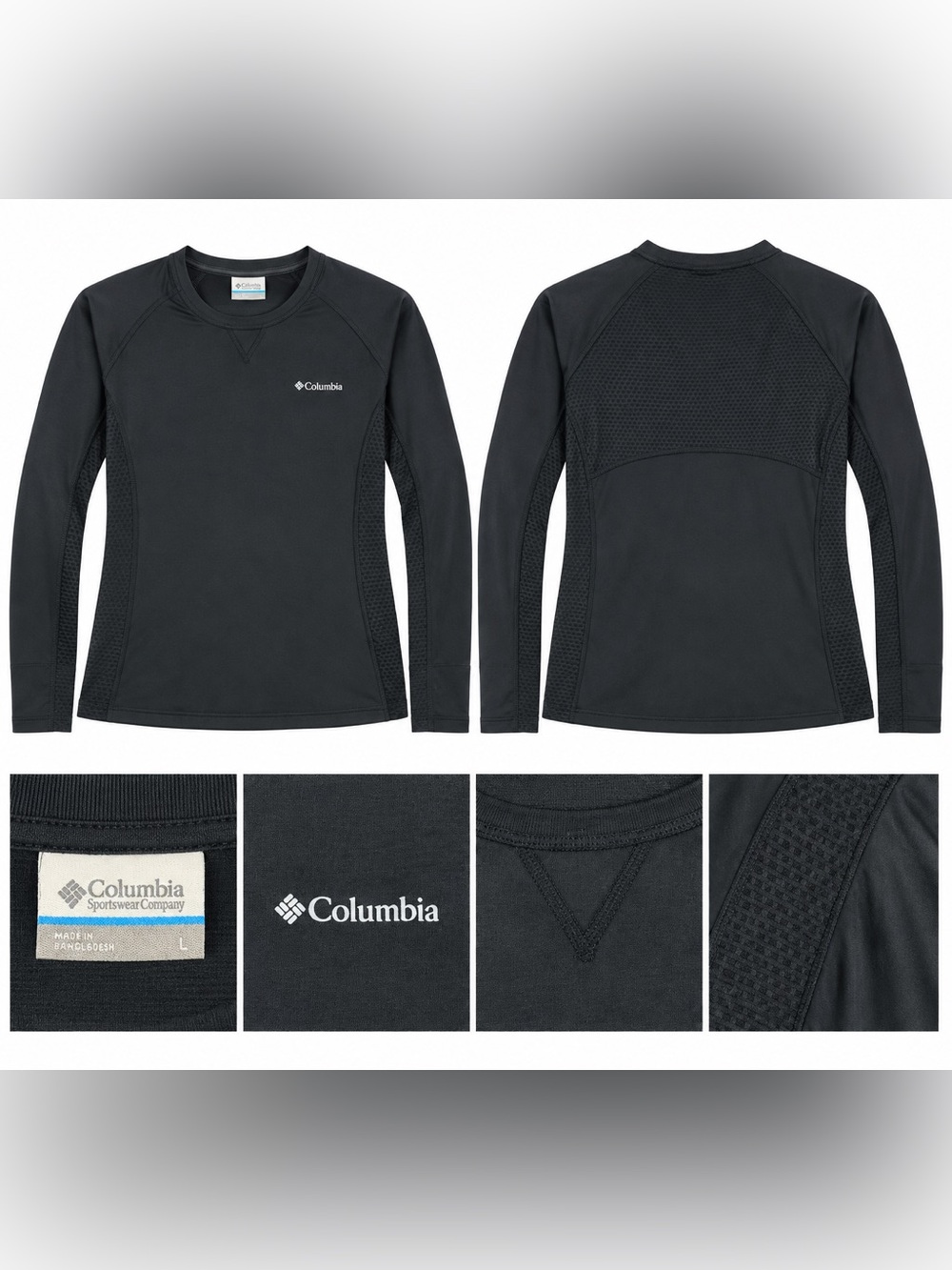 Columbia Black Long Sleeve Performance Shirt Mesh Vent Women’s